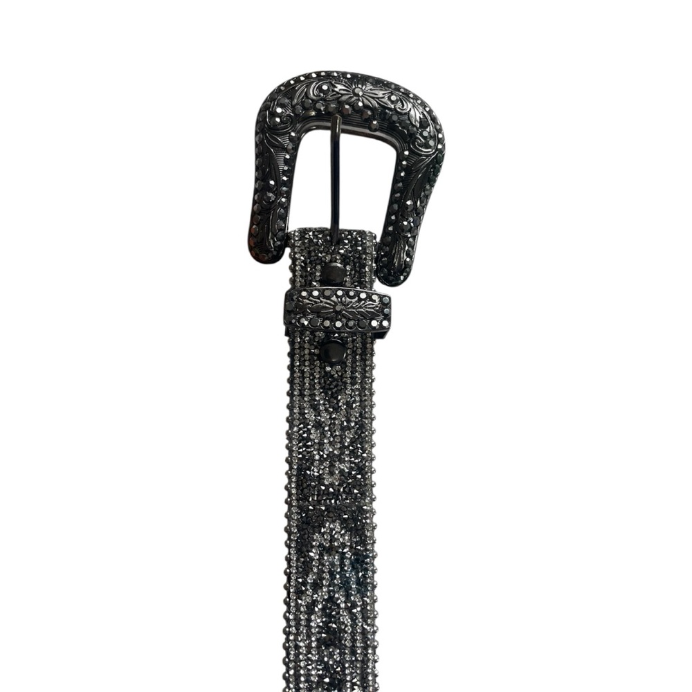 Embellished Black Crystal Western Belt with Decorative Buckle - Picture 3 of 7